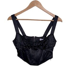 Zara Black Satin Cropped Top